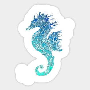 Blue Mandala Seahorse Sticker